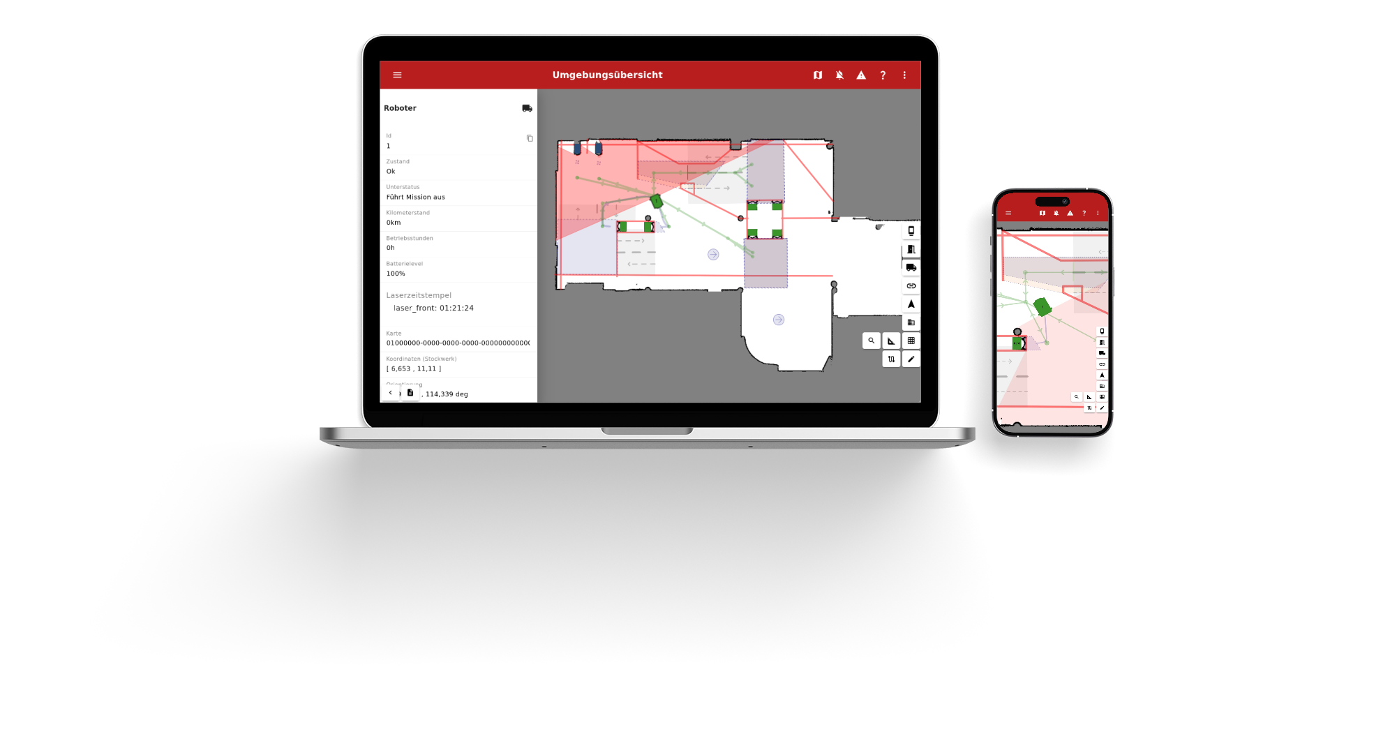 MT Robot Control Center interface in light mode - web application for AMR hospital bed logistics management